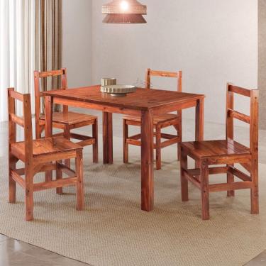 Imagem de Mesa de Jantar 4 Lugares Cherry Madeira Maciça Mogano - Pnr Móveis