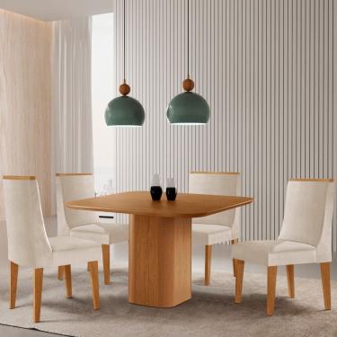 Imagem de Mesa de Jantar Eloise 90cm Tampo MDF Laminado com 4 Cadeiras Lisboa Moderna Mobilia