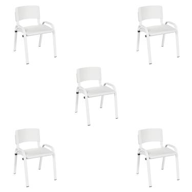 Imagem de Kit 5 Cadeiras Escolares ISO Infantil Base Branca Estrutura Metálica
