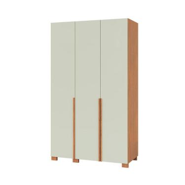 Imagem de Guarda-Roupa Solteiro Afrodite 100% MDF 3 Portas 2 Gavetas Off White e Freijó