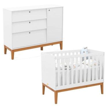 Imagem de Berço Americano E Cômoda Sapateira Unique Branco Soft Eco Wood - Matic