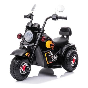 Imagem de Mini Moto Elétrica 6v Infantil Preta Com Música E Farol Zippy