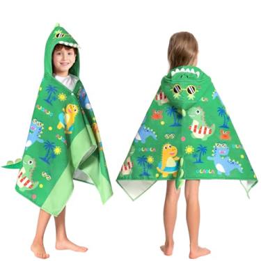 Imagem de OLAOLA Toalhas de banho infantis com capuz de dinossauro, toalha de praia absorvente macia para crianças de 3 a 12 anos, toalhas de banho infantis com capuz, toalha de natação de piscina para meninos