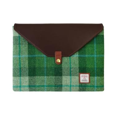 Imagem de Harris Tweed Capa para laptop para MacBook Air M4 M3 M2 M1 13 polegadas e Pro M1 A2338 capa de couro de lã e microfibra com aba de botão de pressão