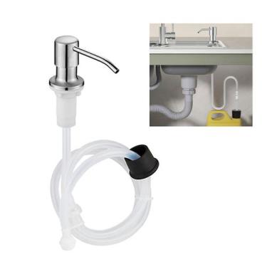 Imagem de Dispenser Sabao Detergente Liquido Mangueira Flexivel Embutir Pia Banh
