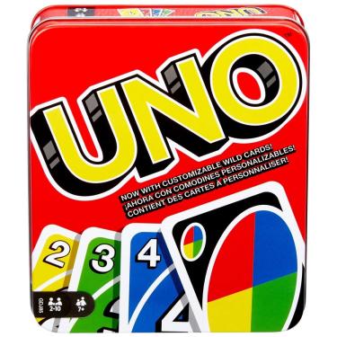 Imagem de Jogo de cartas Mattel Games uno para uma noite em família com lata de armazenamento