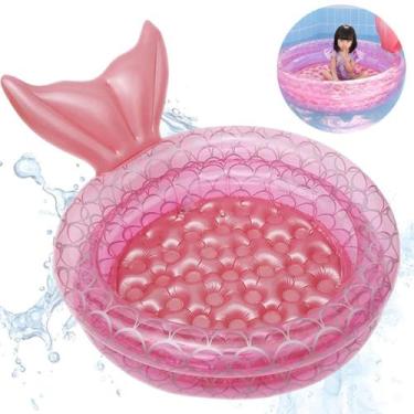 Imagem de Piscina Infantil Inflável Redonda Bebê Menina Sereia 85L Rosa - Summer