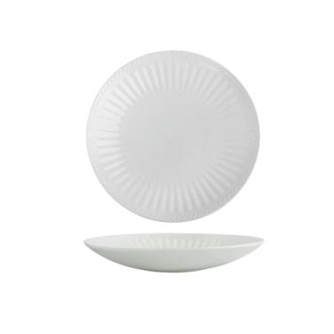 Imagem de Prato branco em relevo estilo ocidental salada de cerâmica prato de chapéu doméstico -8,75