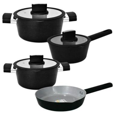 Imagem de Jogo De Panelas De Indução Cerâmica Chicago Preto 4 Peças - Casambient