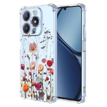 Imagem de RRXSYXL Capa para Realme C63 4G com estampa floral transparente, capa macia à prova de choque para Realme C63 4G, linda flor