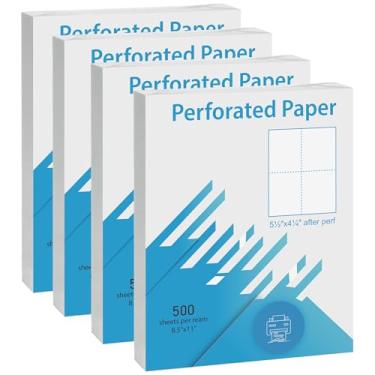 Imagem de LINGLONG Papel perfurado premium 21,6 x 27,9 cm, 4 partes, cartolina, branco, 9,5 kg, 4 resmas/caixa (2000 folhas) papel carta dos EUA para extratos, faturas (4 partes Perf branco 10 x 13 cm)