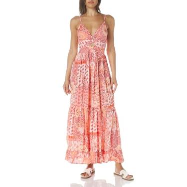 Imagem de Angie Vestido longo feminino Peekaboo em camadas, Coral, G