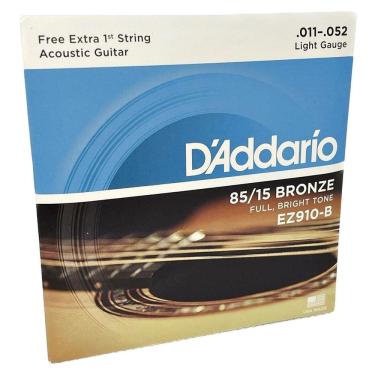 Imagem de Jogo De Cordas 011 Aço Violão Ez910-B Daddario  85/15