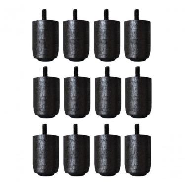 Imagem de Kit 12 Pés Para Cama Box Ou Baú Queen Ou King Size P63 Preto Madeira Maciça