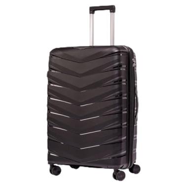 Imagem de Mala Grande De Viagem 32Kg Polipropileno 8 Rodas 360 Giratória Para Despachar Rígida Leve Tamanho G Viajem Internacional Resistente (PRETO, GRANDE)