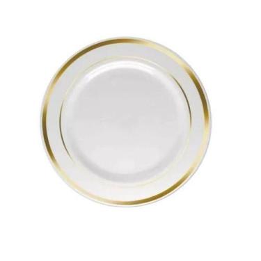 Imagem de 5 Pratos Sobremesa 19Cm Descartáveis De Luxo Plástico Gold - Udlandia