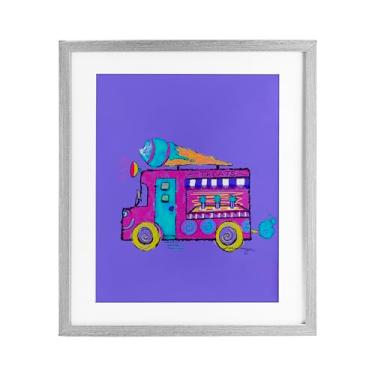 Imagem de Stupell Industries Impressão emoldurada de caminhão de sorvete roxo vibrante design sob vidro por Susan Lugar, 53 x 43