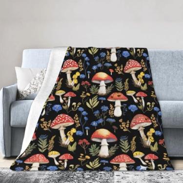 Imagem de Cobertor de cogumelo vermelho - Cobertores de lã de pelúcia macios - Presentes aconchegantes de cogumelos para mulheres meninas crianças 101,2 cm x 127 cm
