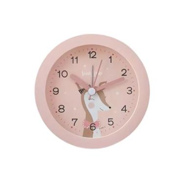 Imagem de Despertador despertador silencioso varredura segundos soneca temporizador desenho animado pequeno despertador com luz sem tique-taque alto analógico despertador (rosa)