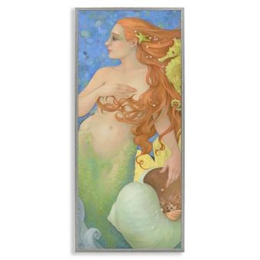Imagem de Stupell Industries The Gatekeepers Mermaid Portrait Gray Framed Giclee Art Design por Christina P. Wyatt, 30 x 13