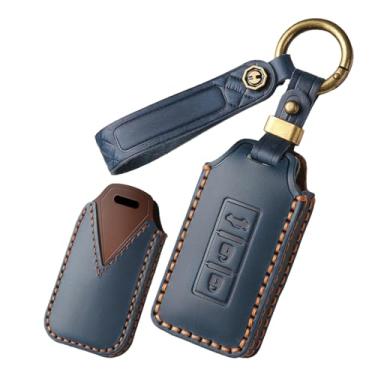 Imagem de HIBEYO Capa de chaveiro de couro adequada para Mitsubishi Outlander Sport Eclipse Cross ASX Mirage RVR Lancer Fortis Ex com chaveiro Smart Remote Auto Key Case adequada para Mitsubishi Car Key