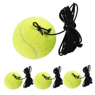 Imagem de Bola de treinamento de tênis, 4 peças, bola de rebote de tênis amarela com corda para iniciantes, equipamento de treinamento de treino de jogador único