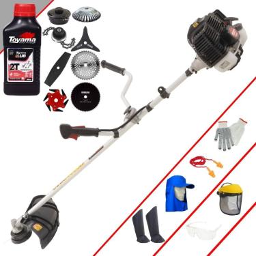 Imagem de Roçadeira Lateral Kawashima KW43LE À Gasolina 43cc 1,7HP Para Todos os Tipos de Trabalho Com Carretel + Kit de 7 Opções de Cortes + EPI + ÓLEO TOYAMA
