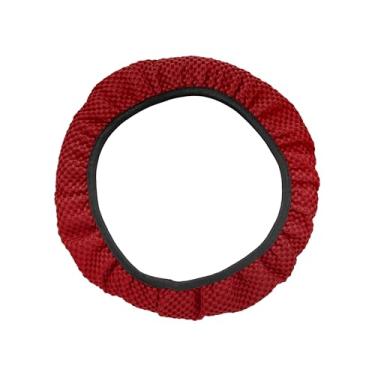 Imagem de Hihaha Capa de volante universal elástica antiderrapante respirável microfibra gelo seda interior protetor de roda para carro, caminhão, SUV, vermelho, material durável