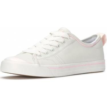 Imagem de Keds Tênis feminino da moda Cruise com cadarço, Couro branco/rosa, 39