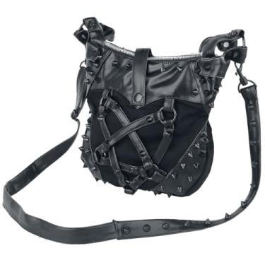 Imagem de Vixxsin Bolsa de ombro Conjure Hobo preta de algodão sintético cravejado gótico punk