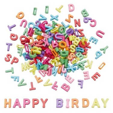 Imagem de HOBBIESAY 300 peças A-Z contas de artesanato acrílico colorido letras do alfabeto contas a granel bonito inicial pulseira contas 3D soltas contas para mulheres pulseira joias artesanato DIY orifício