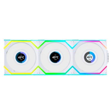 Imagem de Kit 3 Fans Lian Li Uni Fan SL Wireless LCD 120 ARGB Branco