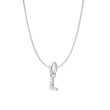 Imagem de Colar Rommanel Prata 925 Elo Cadeado 42cm Letra L Zircônias