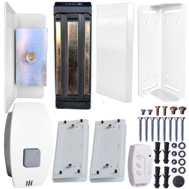 Imagem de Fechadura Imã Magnética 150kg Branca Suporte U Blindex Botoeira Recept