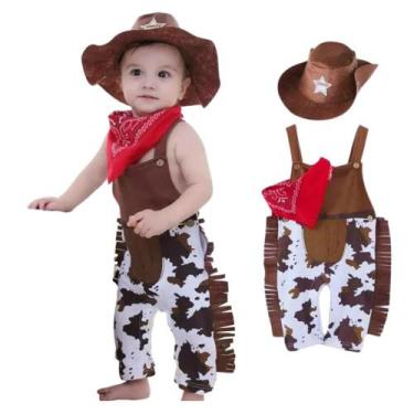 Imagem de Fantasia Bebê Cowboy Country Vaqueiro 3 Peças - Importado, G