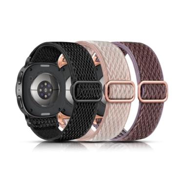 Imagem de Lerobo Pulseiras elásticas compatíveis com Samsung Galaxy Watch 8 de 40 mm e 44 mm/para Galaxy Watch 8 Classic de 46 mm, pacote com 3 pulseiras esportivas de nylon ajustáveis de 20 mm para homens e