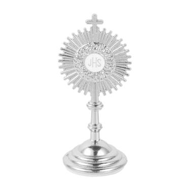 Imagem de Ｂｅｓｇａ Crucifixo de pé com base, coleção de enfeites de carro, cruz de mesa para decoração cristã de sala de estar, culto e casa, Argent S