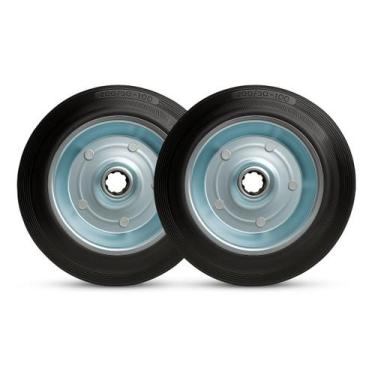 Imagem de Kit 2 Rodízio Fixo 8 Polegadas Borracha Reforçada 150kg Cada - Uso Ind