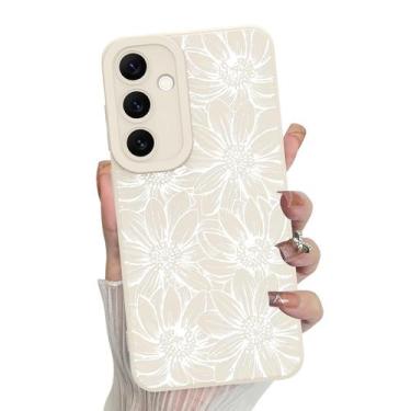 Imagem de Capa de telefone MZELQ Silicone Branca Floral Samsung Galaxy S24