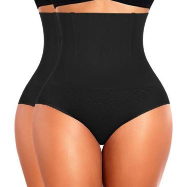 Imagem de Calcinhas Tummy Control Shapewear Werena, cintura alta, preta, pacote 