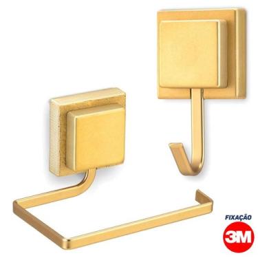 Imagem de Kit Acessórios Para Banheiro Box Lavabo 2 Peças Luxo 3m Papeleira Ganc