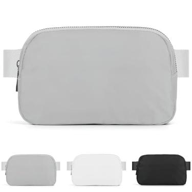 Imagem de Pochete preta para mulheres e homens, pochete elegante à prova d'água com alça ajustável para viagens, caminhadas, corrida, ciclismo (cinza)