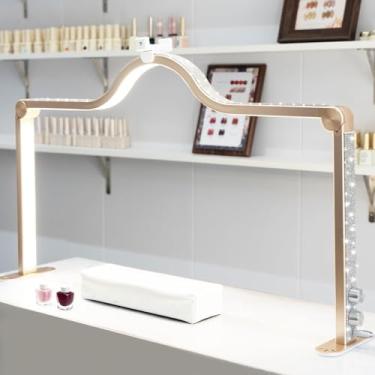 Imagem de KEDAO Luminária de unhas para mesa de meia lua para mesa de unhas 86 cm, candeeiro de mesa de LED dobrável, manicure para mesa, ajustável, lâmpada de meia lua regulável para cílios, beleza, tatuagens