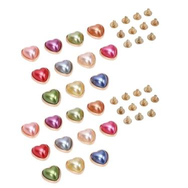 Imagem de Zerodis Rebites Decorativos 22 Conjuntos de Rebites Em Forma de Coração 11 Cores Frute de Pérolas de Coração Brilhante Adequado para Decoração de Bolsas de Couro de Couro Sapatos de Jaquetas Cintos de Roupas