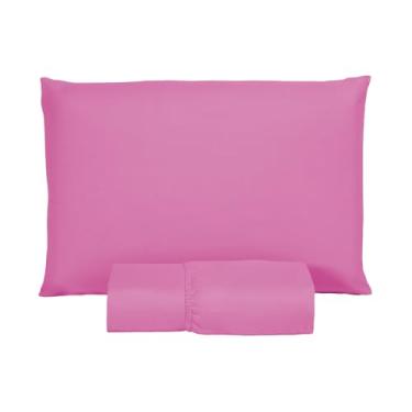 Imagem de Jogo de Lençol Solteiro 400 Fios Cama Box 02 Peças Toque Macio Aveludado (PINK)