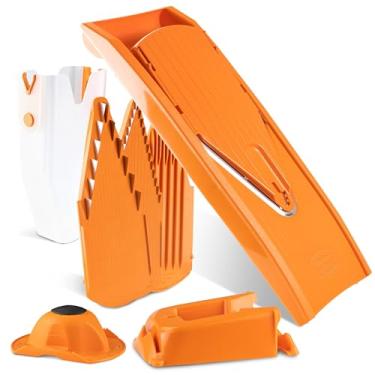 Imagem de Börner Reston Lloyd Mandoline Slicer V1 (conjunto profissional) • Cortador em V com 5 configurações de espessura e caixa de armazenamento • Fatiador de cozinha ajustável para legumes e frutas • Cor
