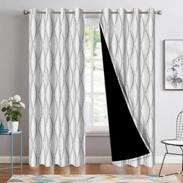 Imagem de Baocicco Cortinas blackout cinza claro 153 cm de comprimento, cortina decorativa listrada moderna com bloqueio de luz com ilhós para sala de estar, conjunto de 2 painéis, 21x63C