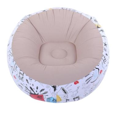 Imagem de Zhjvihx Suporte Ergonômico Flocking Inflatable Sofá, PVC Flocked Doodle Style Portable Comfort Round Lounge Cadeir para Quarto de Estar, Ideal para Ler Canto ou Filme