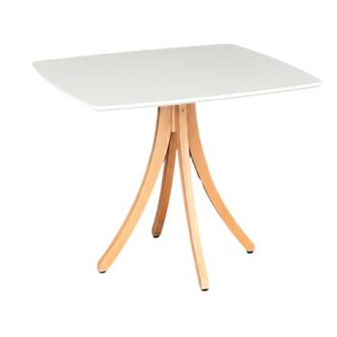 Imagem de Mesa de Jantar Quadrada Flora 70cm com Pés de Madeira Maciça (Branco)