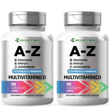 Imagem de Multivitaminico A-Z 22 Vitaminas minerais 500Mg 90 Cápsulas - Ecomev (Kit 2)